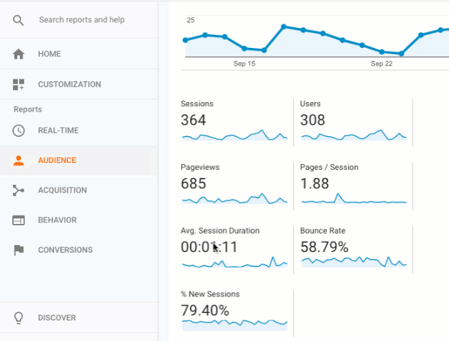 Google Analytics Audience Overview
