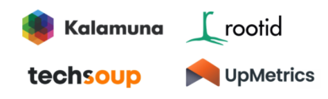 Logos of Kalamuna, Rootid, UpMetrics and TechSoup.