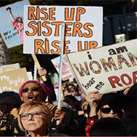 women's march and protest image