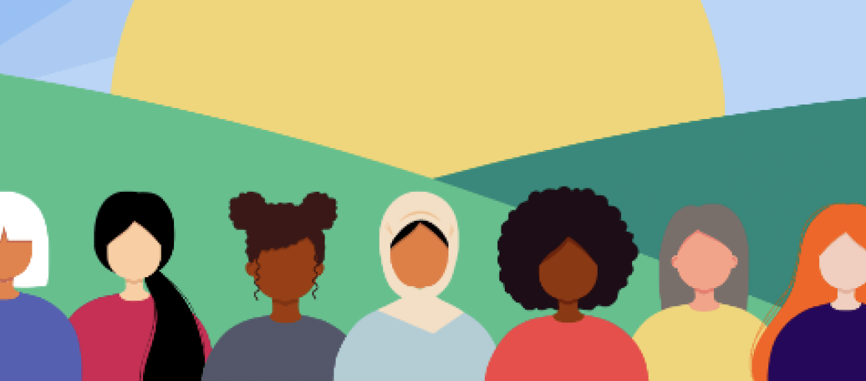 an illustration of a diverse group of women