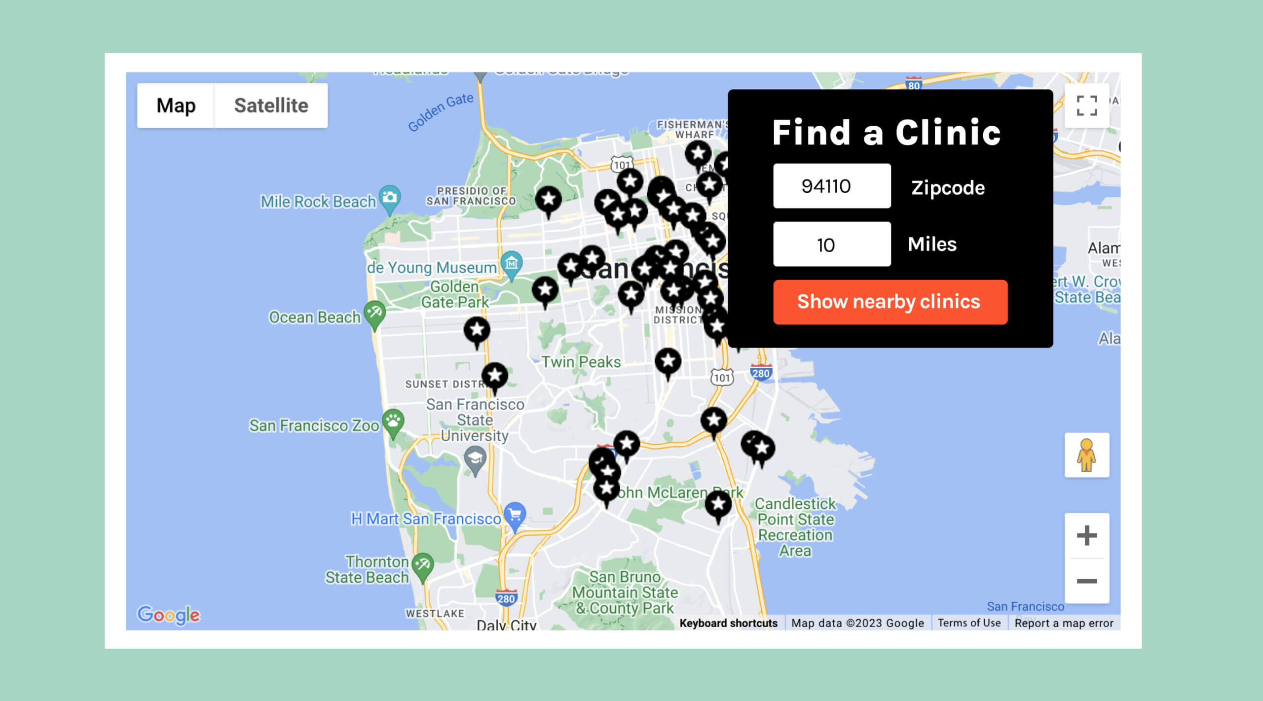 teensource clinic search interface