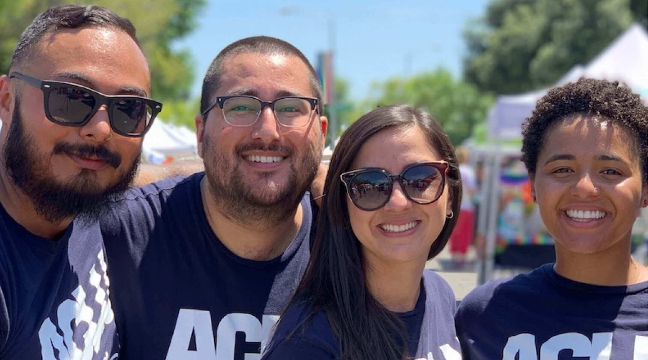 group of people with ACLU t-shirts on